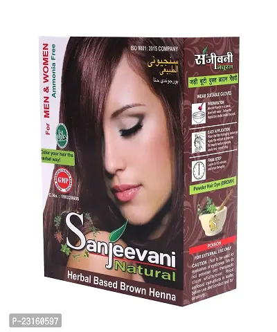 Sanjeevani Natural Black Hair Colour Damage Free | No Ammonia Hair Color Semi Permanent Colour | Long Lasting Hair Color - 60gm. (Pack of 2, Brown)-thumb3