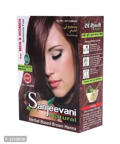 Sanjeevani Natural Black Hair Colour Damage Free | No Ammonia Hair Color Semi Permanent Colour | Long Lasting Hair Color - 60gm. (Pack of 1, Brown)-thumb2