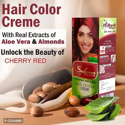 Sanjeevani Natural Hair Colour Creme | No Ammonia | Long-lasting Colour For Men and Womem Smoothness  Shine | Natural Color 50ml + 60ml (Pack of 1, Cherry Red)-thumb3