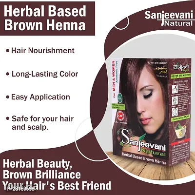 Sanjeevani Natural Black Hair Colour Damage Free | No Ammonia Hair Color Semi Permanent Colour | Long Lasting Hair Color - 60gm. (Pack of 1, Brown)-thumb5