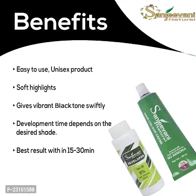 Sanjeevani Natural Hair Colour Creme | No Ammonia | Long-lasting Colour For Men and Womem Smoothness  Shine | Natural Color 50ml + 60ml (Pack of 1, Black)-thumb4
