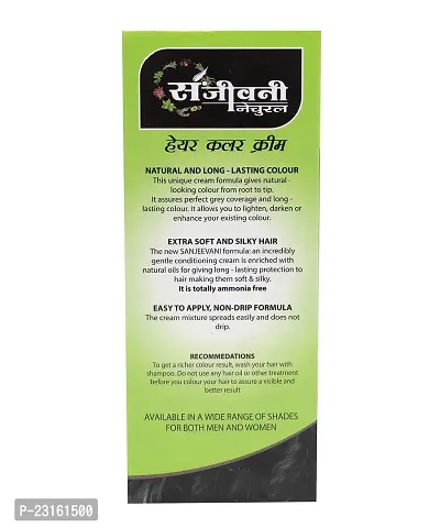 Sanjeevani Natural Hair Colour Creme | No Ammonia | Long-lasting Colour For Men and Womem Smoothness  Shine | Natural Color 50ml + 60ml (Pack of 1, Black)-thumb3