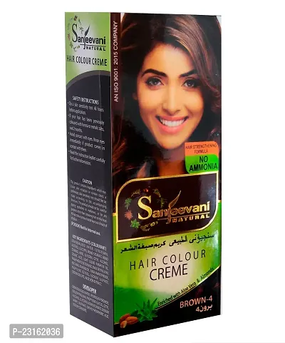 Sanjeevani Natural Hair Colour Creme | No Ammonia | Long-lasting Colour For Men and Womem Smoothness  Shine | Natural Color 50ml + 60ml (Pack of 1, Brown)-thumb2