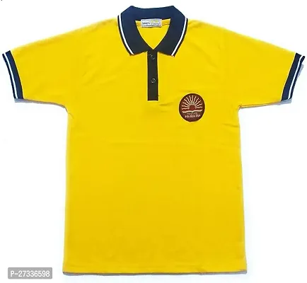 Fabulous Yellow Self Pattern Polycotton Uniform Polos For Boys-thumb0