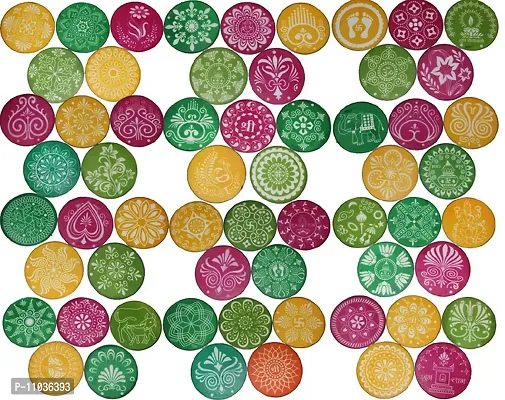 Oramsa Combo of Rangoli Kit- Rangoli Powder (4 * 50gm=200)(Any 4),8"" One Rangoli Round Stencil, 4"" Four Rangoli Round Stencil, 1 Rangoli Roller-thumb2