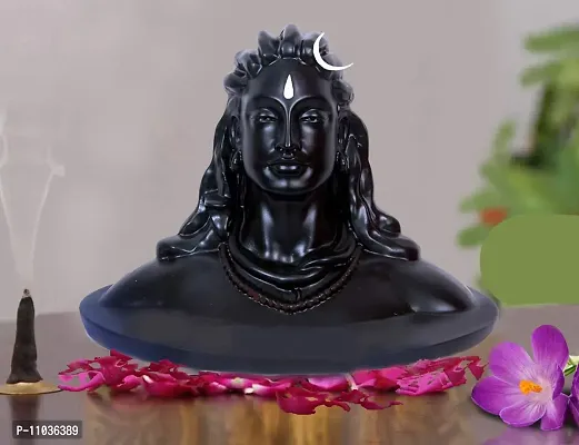 Oramsa Black Resin Lord Adiyogi Mahadev Shiv Shankara Showpiece Idol Murti Statue for Car Dashboard (6.5 cm x 11 cm x 13 cm)-thumb3