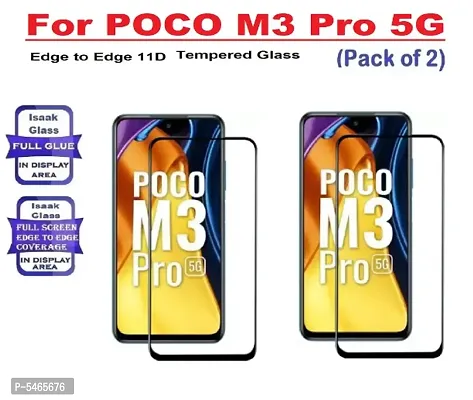 Poco M3 Pro 5G Edge to Edge, 11D Full Glue Tempered Glass (Pack of 2)