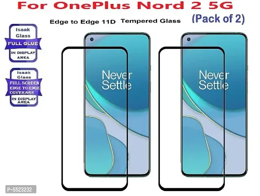OnePlus Nord 2 5G Edge to Edge, Full Glue, 11D Tempered Glass (Pack of 2)
