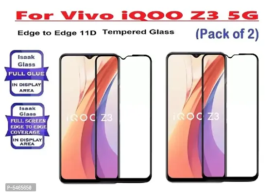 Vivo iQOO Z3 5G (ISAAK) Edge to Edge, 11D Full Glue Tempered Glass (Pack of 2)