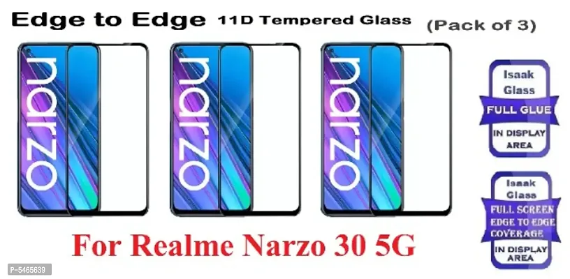 Realme Narzo 30 5G Edge to Edge, 11D Full Glue Tempered Glass (Pack of 3)