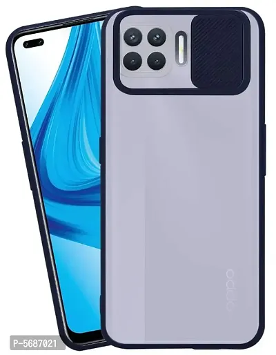 OPPO F17 Pro Smoke Cover with Camera Slider (Blue  Translucent) with Soft Edge Hard Back (Pack of 1)-thumb0
