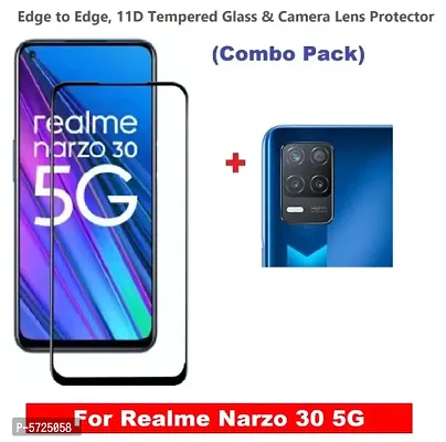 Realme Narzo 30 5G (ISAAK) Edge to Edge, Full Glue 11D Tempered Glass  Camera Lens Protector (Combo Pack)