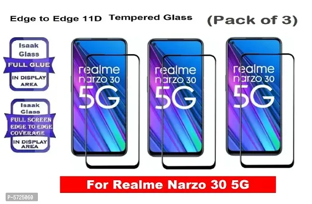 Realme Narzo 30 5G (ISAAK) Edge to Edge, Full Glue, 11D Tempered Glass (Pack of 3)