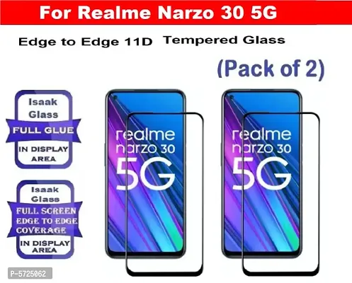 Realme Narzo 30 5G (ISAAK) Edge to Edge, Full Glue, 11D Tempered Glass (Pack of 2)