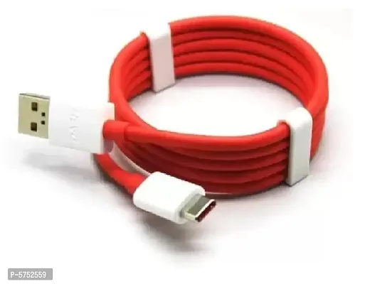 ISAAK Dash Charging Cable (Round) Type-C USB Data Cable for Fast Charging/Data Sync (Compatible with All C Type Devices) Red  White 1.2 m USB Type C Cable-thumb0