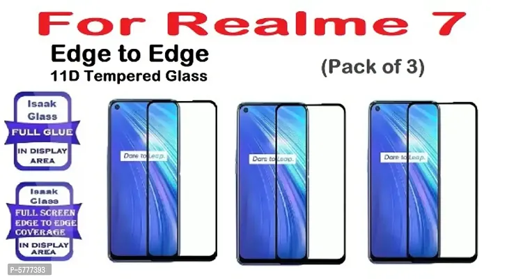 Realme 7 [ISAAK] Edge to Edge, Full Glue, 11D Tempered Glass (Pack of 3)