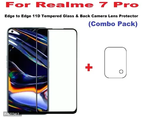 Realme 7 Pro [ISAAK] Edge to Edge, Full Glue, 11D Tempered Glass and Camera Lens Protector (Combo Pack)