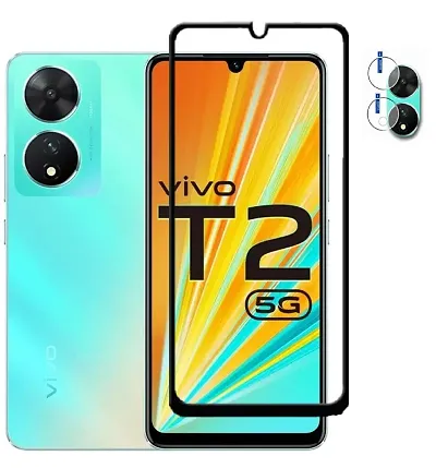 ISAAK Edge To Edge Tempered Glass for Vivo T2 5G Edge to Edge, Full Glue, 11D Tempered Glass  Back Camera Lens Protector (Combo Pack)