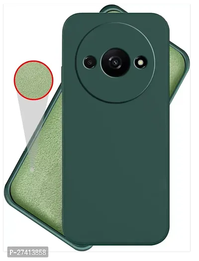 SAAK Back Cover for Redmi A3 2024 Shockproof Slim Matte Liquid Soft Silicone TPU Back Case Cover  (Green, Camera Bump Protector, Silicon, Pack of: 1)