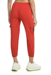 Stylish Red Cotton Blend Self Design Cargo For Women-thumb2