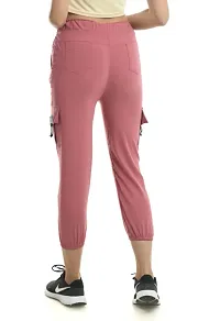 Stylish Pink Cotton Blend Self Design Cargo For Women-thumb3