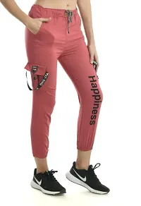 Stylish Pink Cotton Blend Self Design Cargo For Women-thumb2