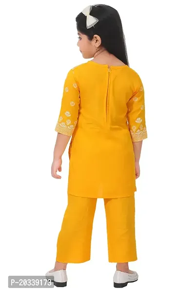 LINKKART FASHION Girls Festive  Party Kurta and Pallazo Set (4-5 Years, Yellow)-thumb2