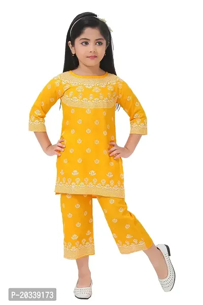 LINKKART FASHION Girls Festive  Party Kurta and Pallazo Set (4-5 Years, Yellow)-thumb0