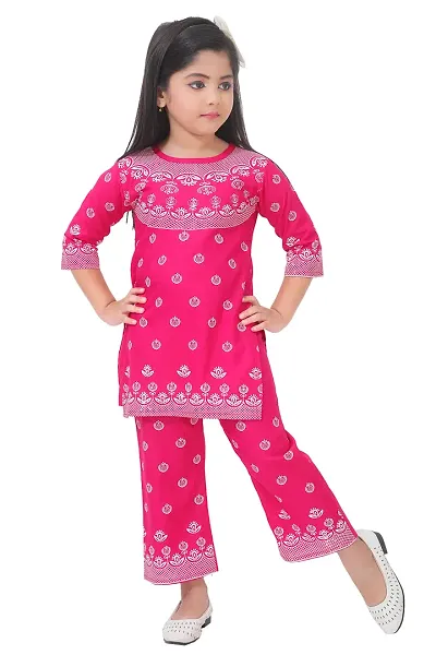 LINKKART FASHION Girls Festive Party Kurta and Pallazo Set (7-8 Years, Blue)