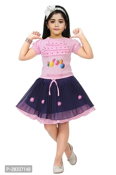 LINKKART FASHION Girls Festive  Party Top and Skirt Set (3-4 YEAR, PINK)