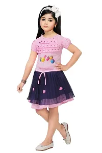 LINKKART FASHION Girls Festive  Party Top and Skirt Set (3-4 YEAR, PINK)-thumb3