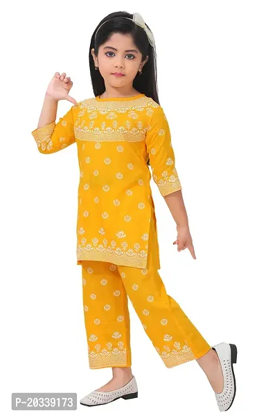 LINKKART FASHION Girls Festive  Party Kurta and Pallazo Set (4-5 Years, Yellow)-thumb4