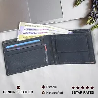 Stylish Blue Artificial Leather Self Design Two Fold Wallet For Men-thumb1