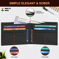 Stylish Black Artificial Leather Self Design Two Fold Wallet For Men-thumb2