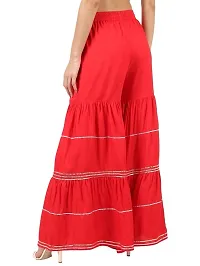 Girik Fashion Premium Women's Rayon Flared Gota Work Sharara (Medium, Red)-thumb2