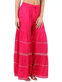 Girik Fashion Premium Women's Rayon Flared Gota Work Sharara (XX-Large, Pink)-thumb1