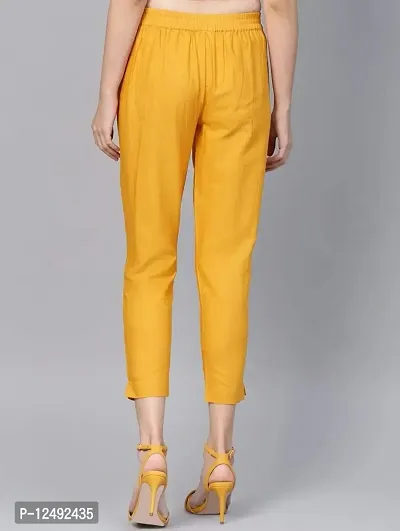 Girik Fashion Women's Lycra Rayon Slim Pants Ethnic Trouser Casual Bottom Wear (X-Large, Yellow)-thumb3