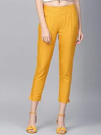 Girik Fashion Women's Lycra Rayon Slim Pants Ethnic Trouser Casual Bottom Wear (X-Large, Yellow)-thumb1