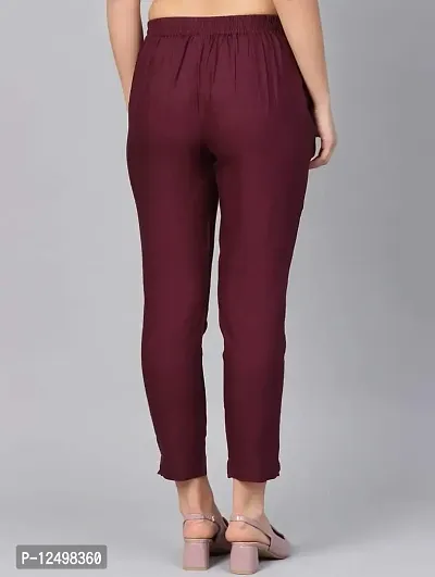 Girik Fashion Women Lycra Rayon Slim Pants Ethnic Trouser Casual Bottom Wear (Large, Magenta)-thumb3