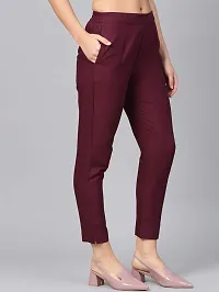 Girik Fashion Women Lycra Rayon Slim Pants Ethnic Trouser Casual Bottom Wear (Large, Magenta)-thumb1