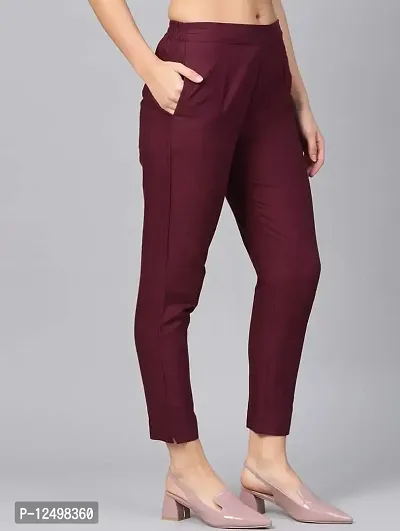 Girik Fashion Women Lycra Rayon Slim Pants Ethnic Trouser Casual Bottom Wear (Large, Magenta)-thumb2