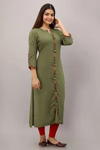 Preksha Women's Straight Front Slit Kurta with Handwork (4XL, Mahendi Green)-thumb1