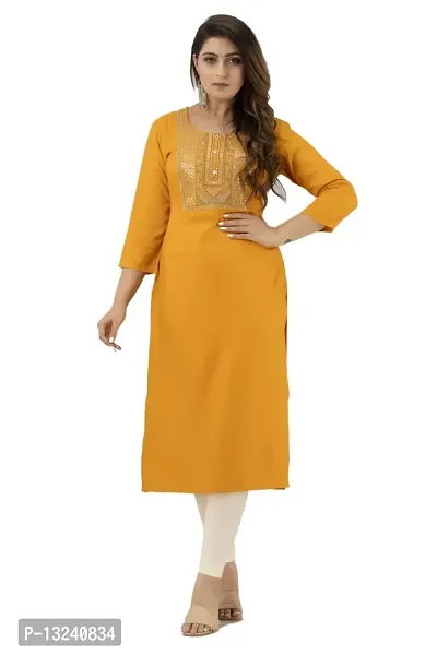 PREKSHA Sequence Embroidered Kurta for Women (XX-Large, MUSTRAD)-thumb0