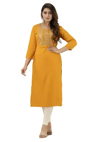 Stylish Rayon A-Line Embroidered Kurtis