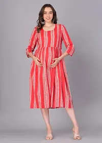 Preksha Women's Maternity Dress Feeding Kurti with Zipper (Medium, Red)-thumb4
