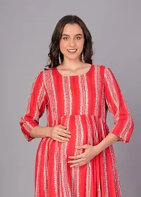 Preksha Women's Maternity Dress Feeding Kurti with Zipper (Medium, Red)-thumb2