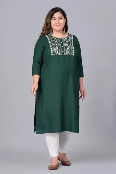 Rayon Plus Size Embroidered straight Kurta