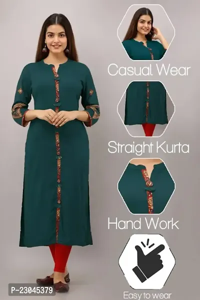 Rayon Embroidered straight Kurta-thumb0