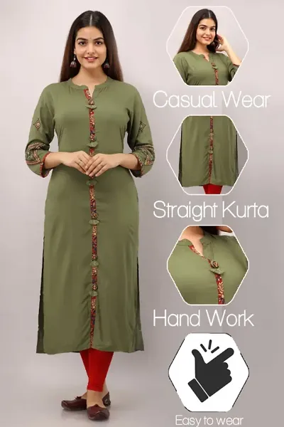 Stylish Rayon Embroidered Straight Kurta