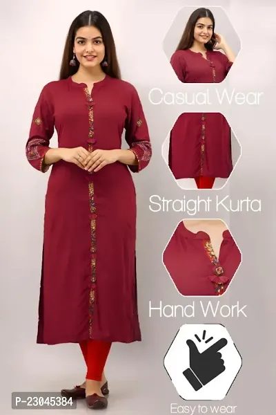 Rayon Embroidered straight Kurta